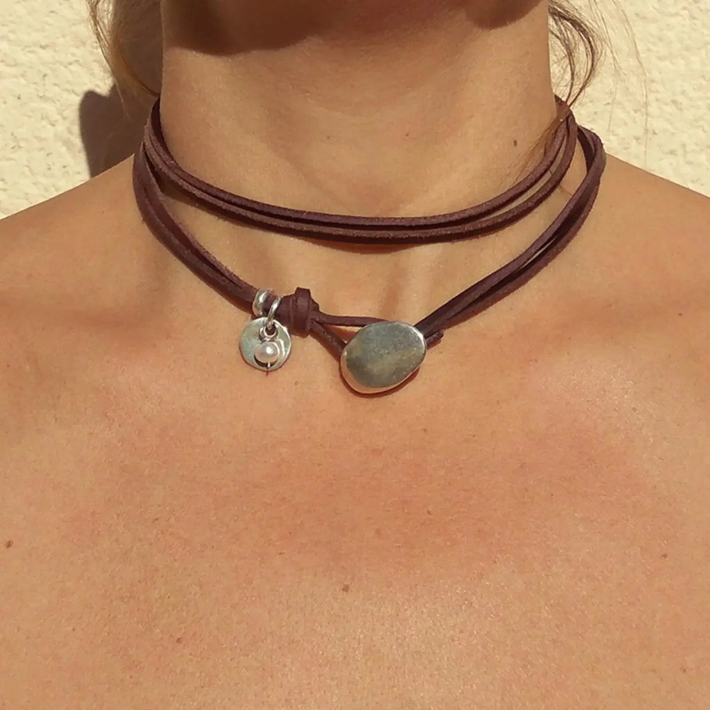 Collier de style bohème pour femme, ULen cuir, pendentif turquoise,