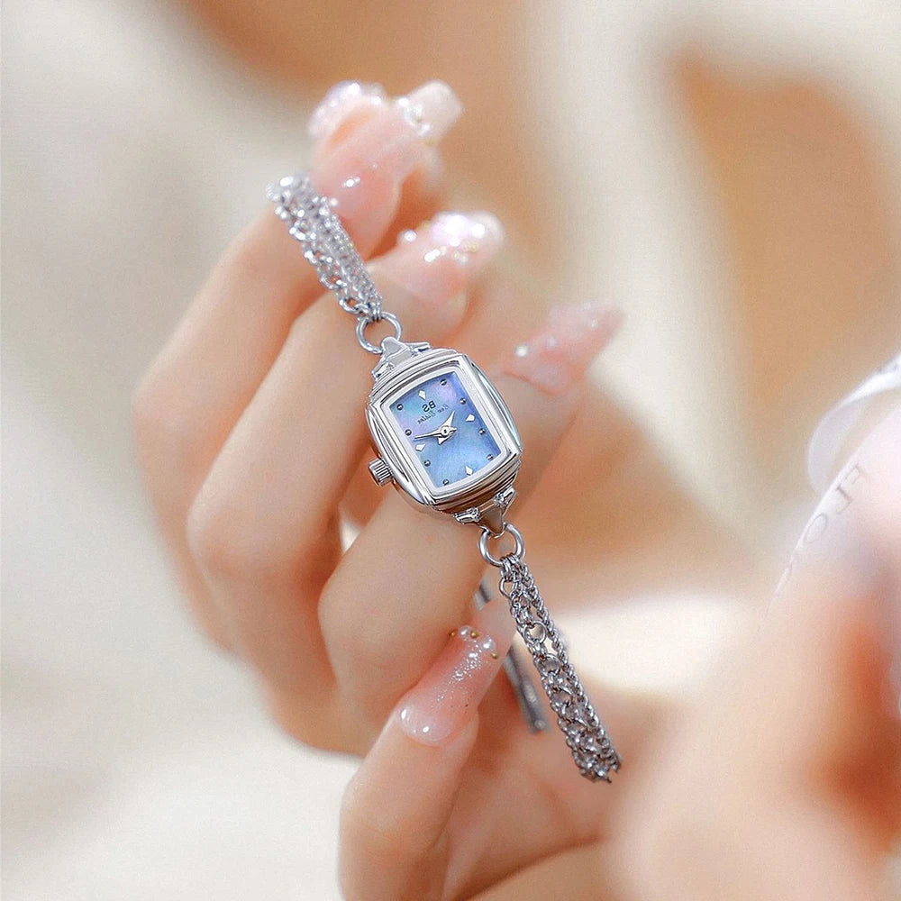 montres Simple Bracelet bleu clair petite montre pour femmes Original argent Quartz