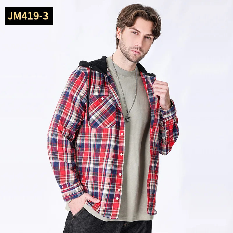 Chemise à manches longues en flanelle pour hommes, manteau à carreaux, décontracté, non repassage, grande taille, chapeau, mode, printemps, automne, nouveau, taille américaine