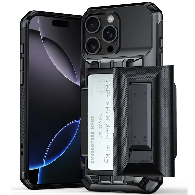 Coque de téléphone avec support de portefeuille coulissant