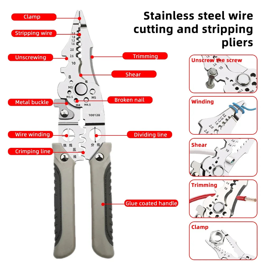 Pince à sertir multifonctionnelle, coupe-câble, dénudeur de fil électrique automatique réglable, outil manuel de Terminal de dénudage