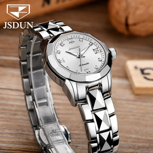 JSDUN nouvelle montre étanche pour femme montre mécanique automatique en acier tungstène de haute qualité pour femme