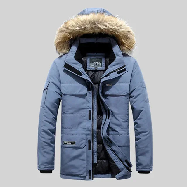 Parkas à capuche en fourrure d'hiver pour hommes, coupe-vent pour la neige, épais-30 degrés, garde au chaud, vestes d'extérieur, taille 6XL