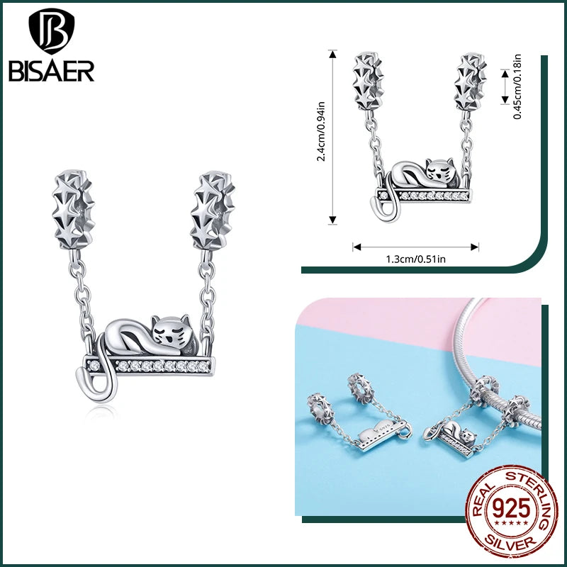 BISAER 925 en argent Sterling mignon chien breloque perle teckel animal de compagnie pendentif platine plaqué ajustement femmes Bracelet à bricoler soi-même bijoux fins