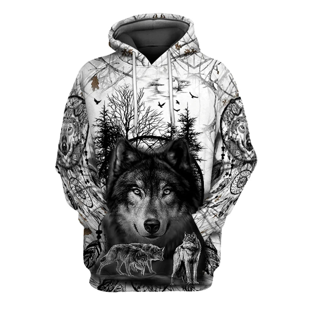 Sweat à capuche Animal Wolf imprimé en 3D pour hommes, sweat à capuche décontracté, vêtements à la mode, quatre saisons, nouveau, 2024