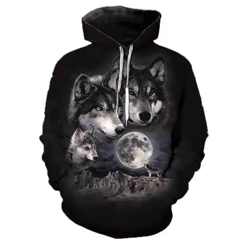 Sweat à capuche à motif 3D pour hommes, sweat-shirt d'automne, marque de rue drôle, amoureux du loup, mode, nouveau, 2023