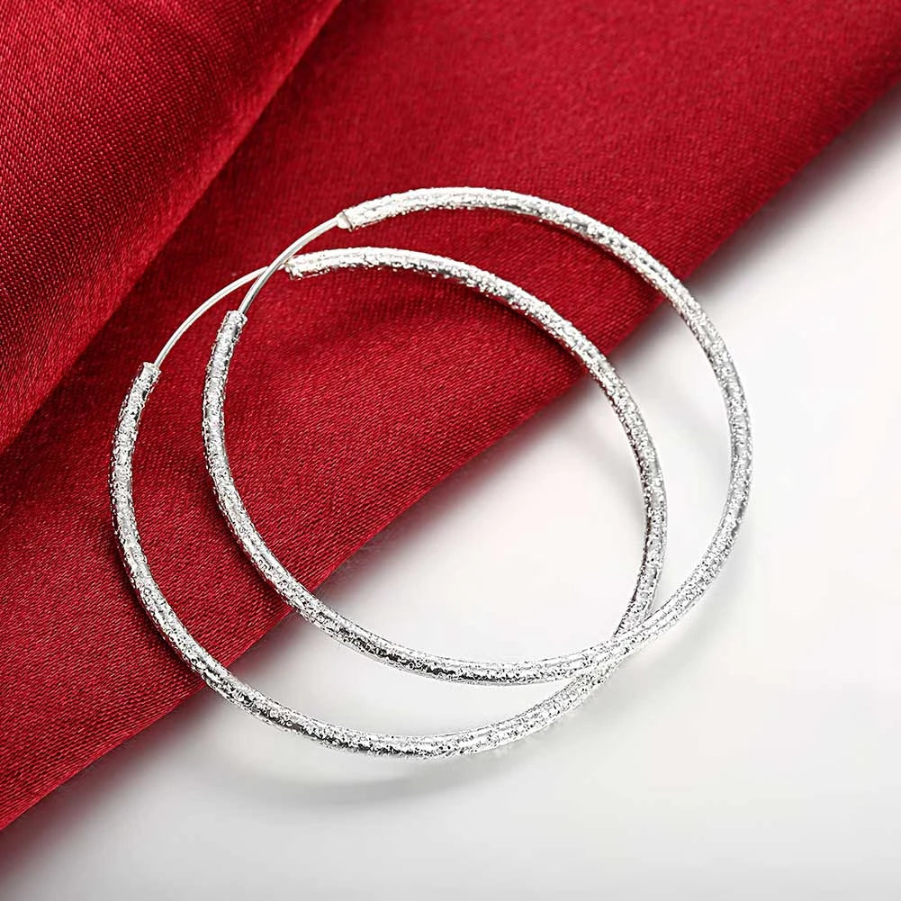 Boucles d'oreilles créoles géométriques simples en argent regardé 925 pour femmes, boucles d'oreilles cercle losange, bijoux de déclaration de mariage, mode