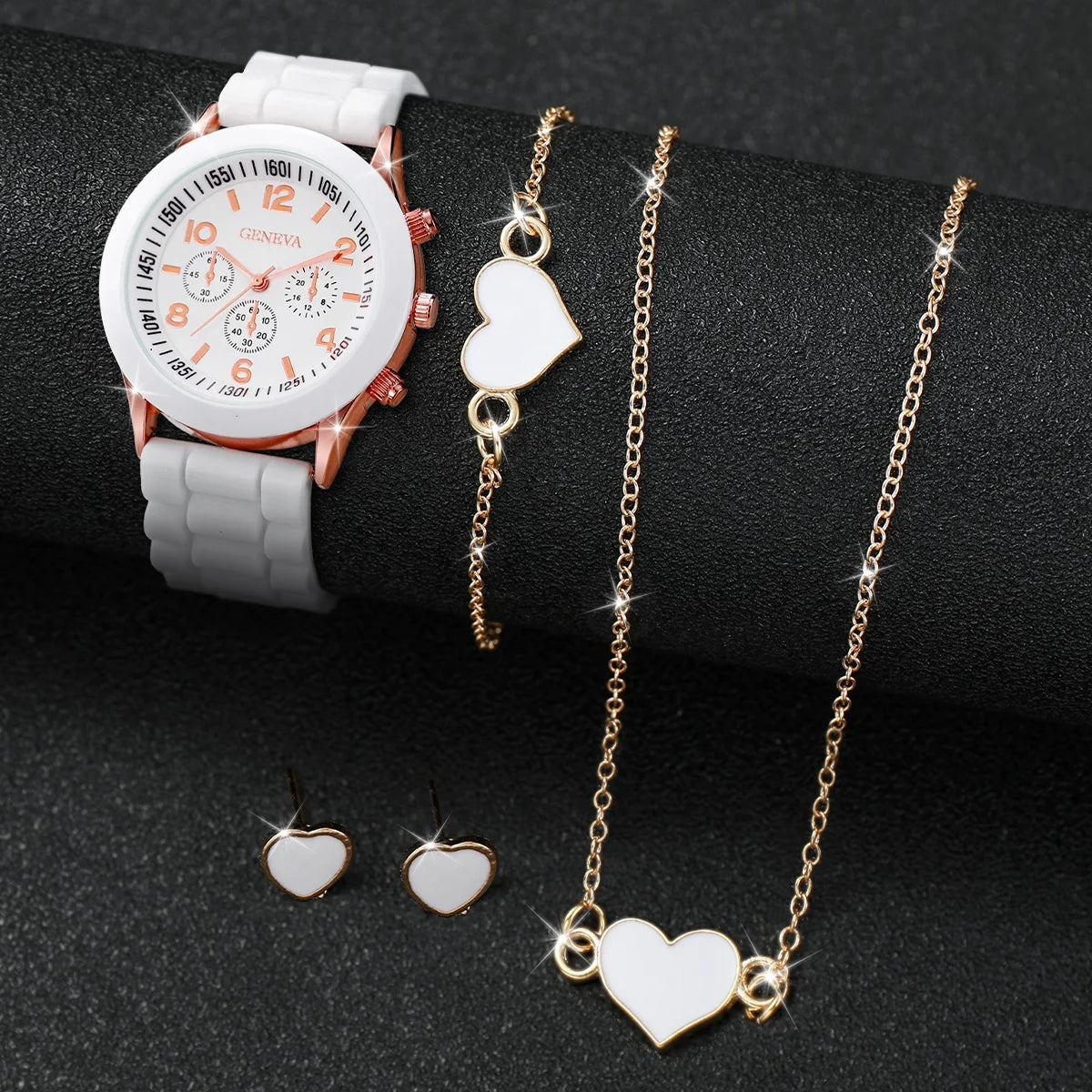Ensemble de montres à quartz avec bracelet en silicone pour femme, sans boîte, 5 pièces, 6 pièces