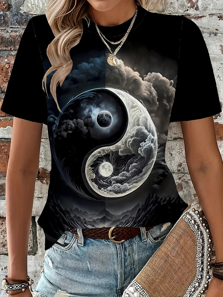 Été quotidien décontracté femmes à manches courtes haut 3D cheval imprimé femmes rue urbaine mode T-shirt amoureux des animaux T-shirt
