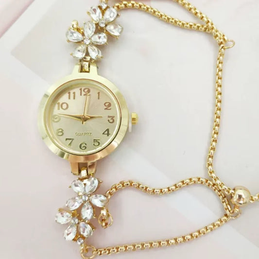 Montre-bracelet à quartz de luxe léger pour femme, cristal de verre exquis de qualité supérieure,