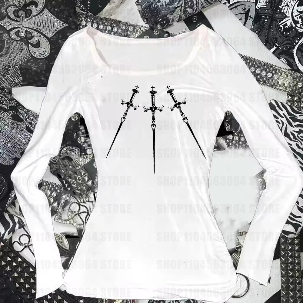 Y2k – T-Shirts avec graphiques gothiques Vintage Harajuku pour femmes, vêtements avec esthétique Harajuku Emo Girl des années 2000