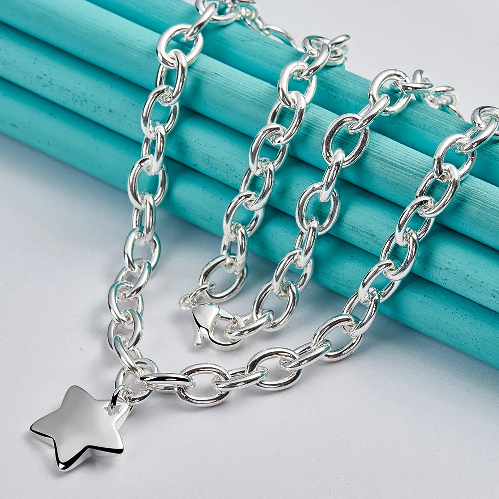 DOTEFFIL 925 pendentif étoile en argent Sterling 18 pouces chaîne collier pour femme mariage fiançailles bijoux de mode