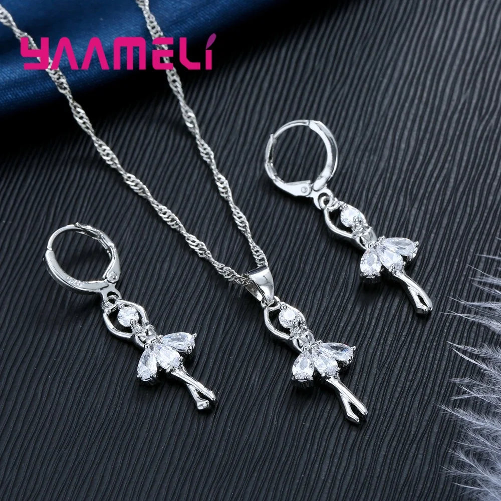 SYAAMELI – ensemble de bijoux pour femmes, bijoux, cadeaux, Design de danseuse de Ballet, collier, cerceau, boucles d'oreilles, fête