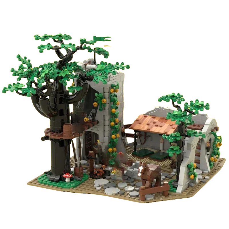 Blocs de construction de château médiéval MOC, cadeau d'architecture créative pour les amateurs