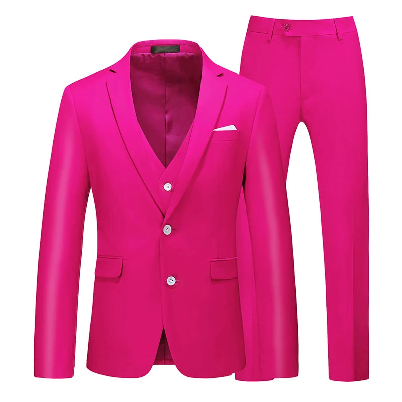 Costume vert clair pour Homme, 3 pièces (veste + pantalon + gilet), noir, gris, rouge, Terno Masculino, mode Slim, taille asiatique M-6XL