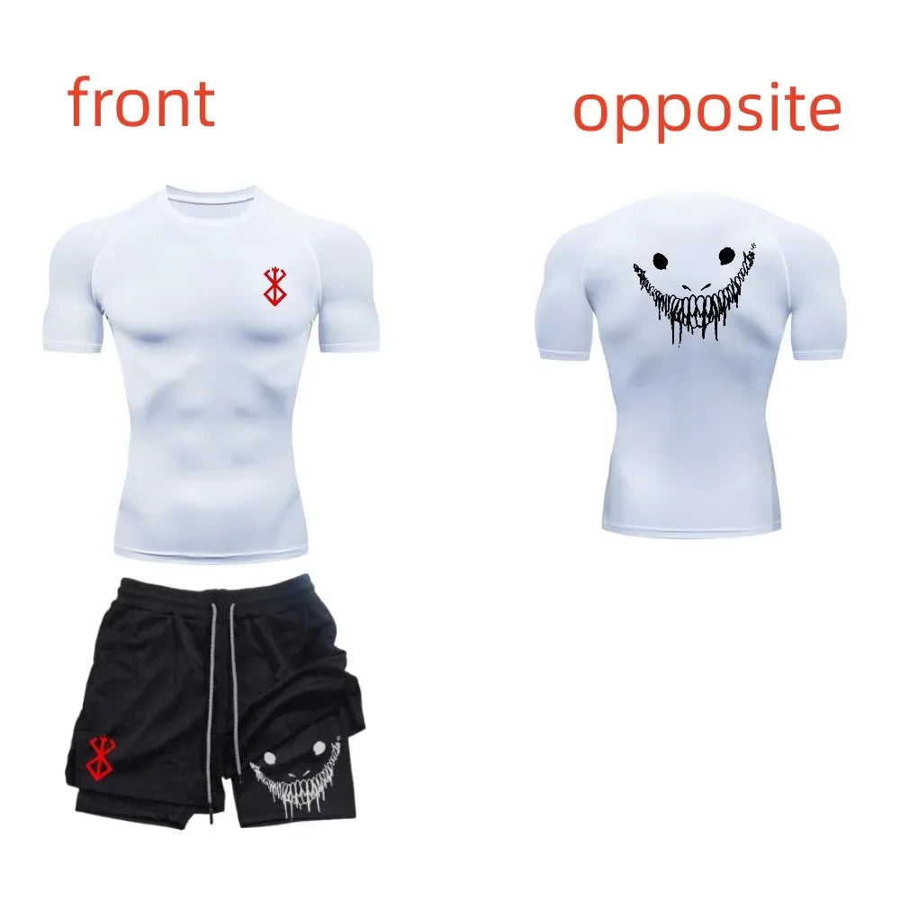 Ensemble de fitness décontracté à la mode pour hommes, vêtements de sport à séchage rapide, shorts + chemise, ensemble 2 pièces, course à pied, entraînement, été