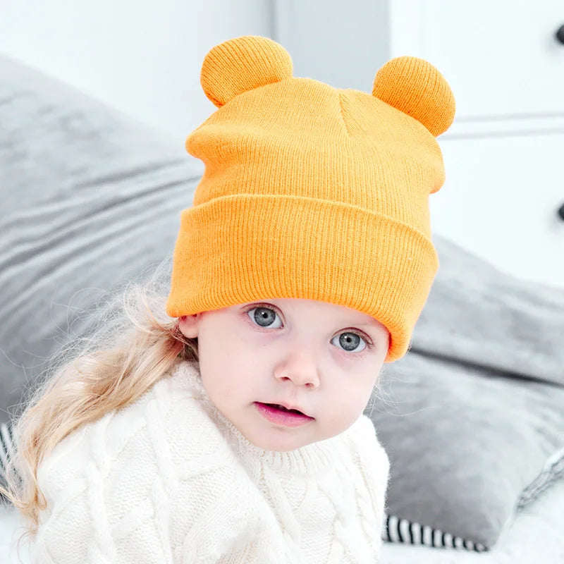 Bonnet en laine pour enfants, bonnet au crochet pour enfants, bonnet Skullies pour enfants, document solide pour fille et garçon, mignon et chaud, hiver, 1 à 4 ans