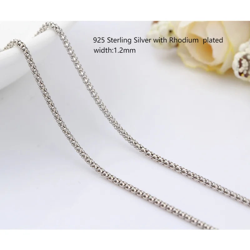 1.5mm largeur 35 cm-80 cm 925 Sterling Argent Popcorn Chaîne Colliers Femmes Bijoux Filles Collier kolye 14 "-32" Italie collares mujer