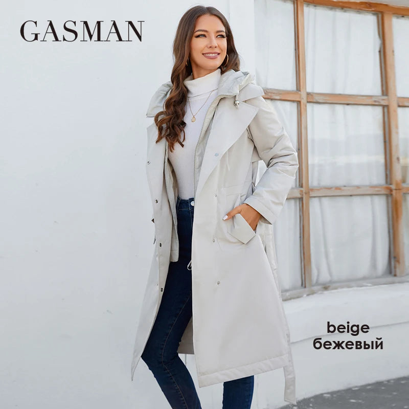 GASMAN – doudoune longue en coton fin pour femme, 2023