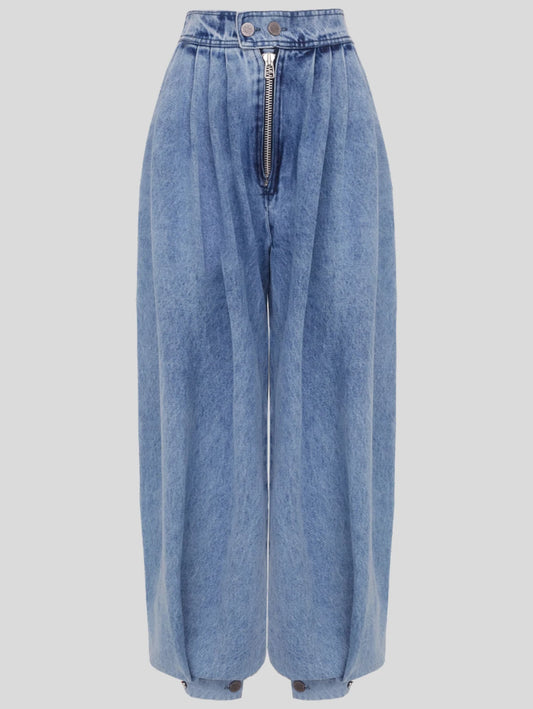 Femmes Cargo jean décontracté taille haute fermeture éclair Denim Bloomers pantalon ample Vintage Streetwear froncé basique jean pantalon 2025