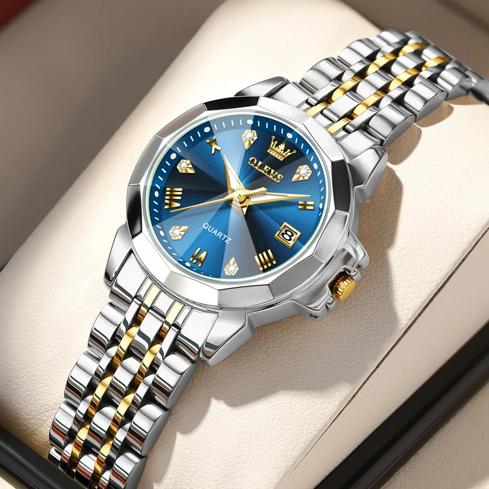 OLEVS 9931X femmes montres mode originale parfumé montre à Quartz étanche losange en acier inoxydable Date