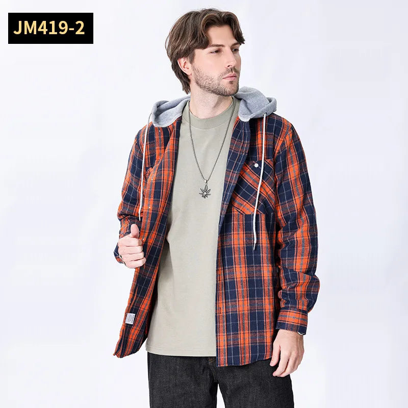 Chemise à manches longues en flanelle pour hommes, manteau à carreaux, décontracté, non repassage, grande taille, chapeau, mode, printemps, automne, nouveau, taille américaine