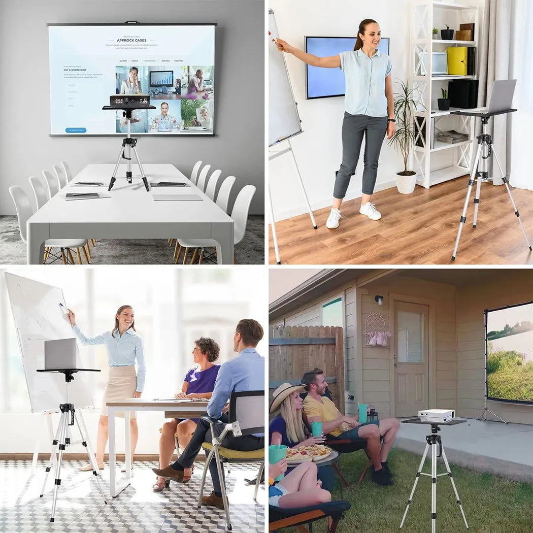 Trépied Vidéorojecteur en Aluminium, Support Projecteur Hauteur Réglable 53-138cm Table pour Videoprojecteur avec Plateau et Sac de Transport Idéal pour Studio Scène Réunion