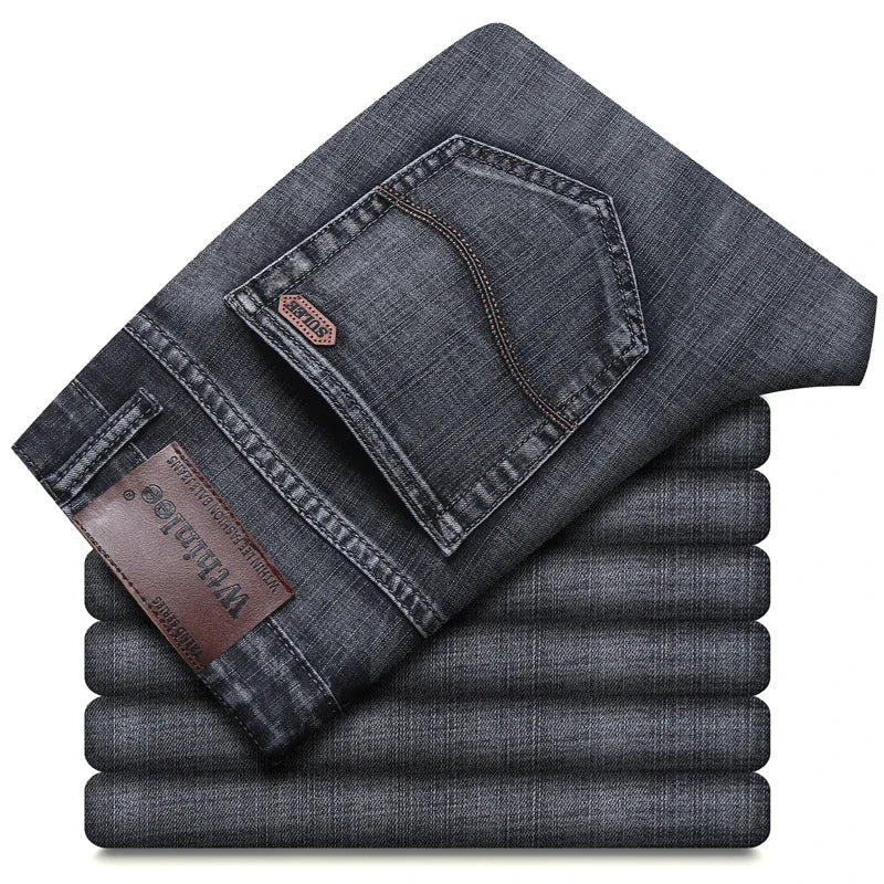 Jeans classiques gris noir pour hommes, jeans de travail, style décontracté, droits, à la mode, 2024