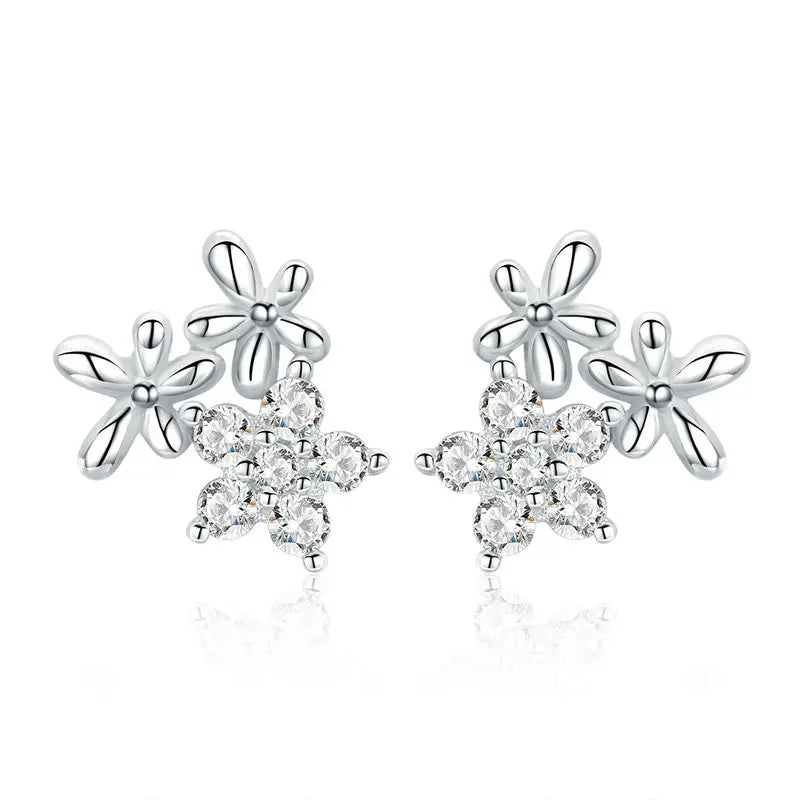 WOSTU boucles d'oreilles cœur fleur 100% argent Sterling 925 perle petites boucles d'oreilles pour femmes mariage fiançailles bijoux cadeaux