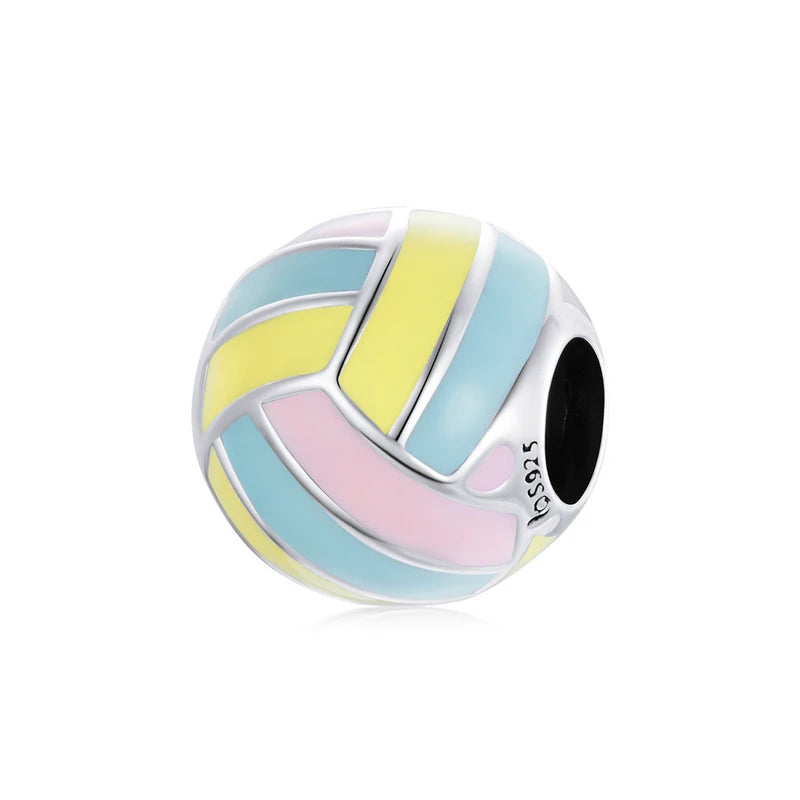 BISAER 925 en argent Sterling série balle charme Football volley-ball Tennis basket-Ball perle ajustement femmes et hommes Bracelet bricolage bijoux fins