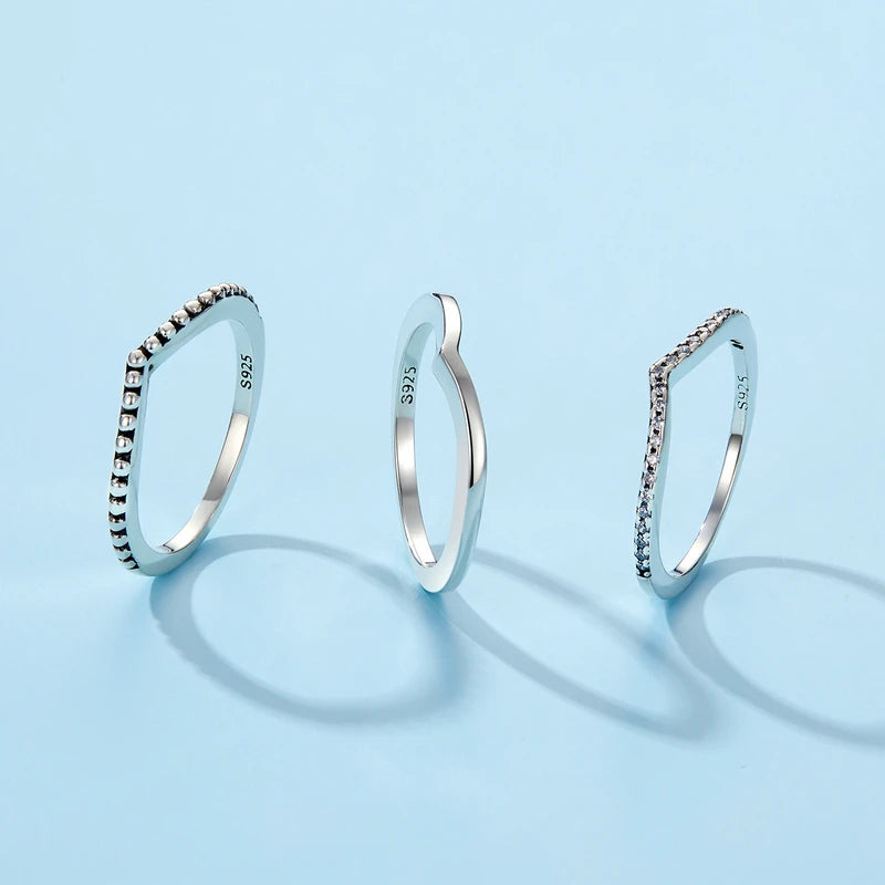 WOSTU-Bague empilable en argent regardé 100% pour femme, bijoux à la mode, cadeau original, souhait scintillant, chaud, 925, XCH7649