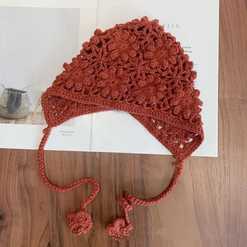 Chapeau respirant fait à la main pour enfants, crânes au crochet à fleurs creuses, style bohème, béret polyvalent, casquette pour enfants, filles