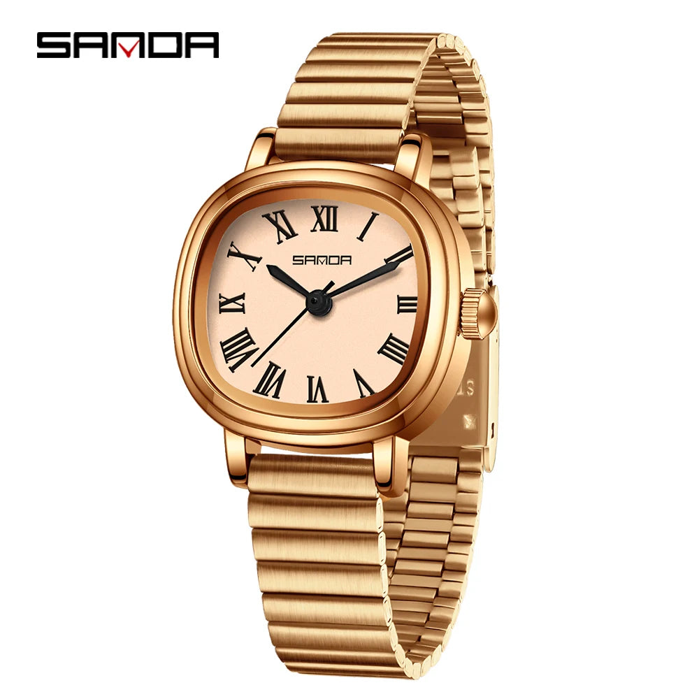 SANDA 1137 mode femmes Quartz élégant or Rose Simple romain bracelet en acier inoxydable
