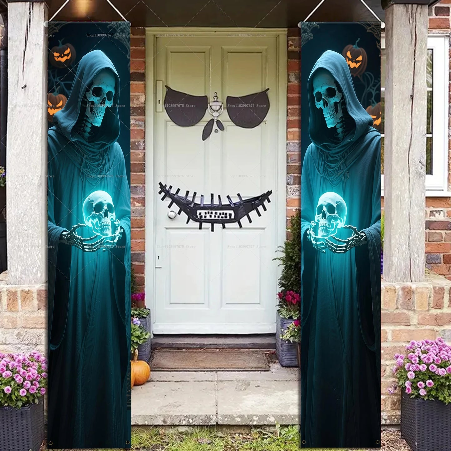 Bannière fantôme effrayante d'halloween,