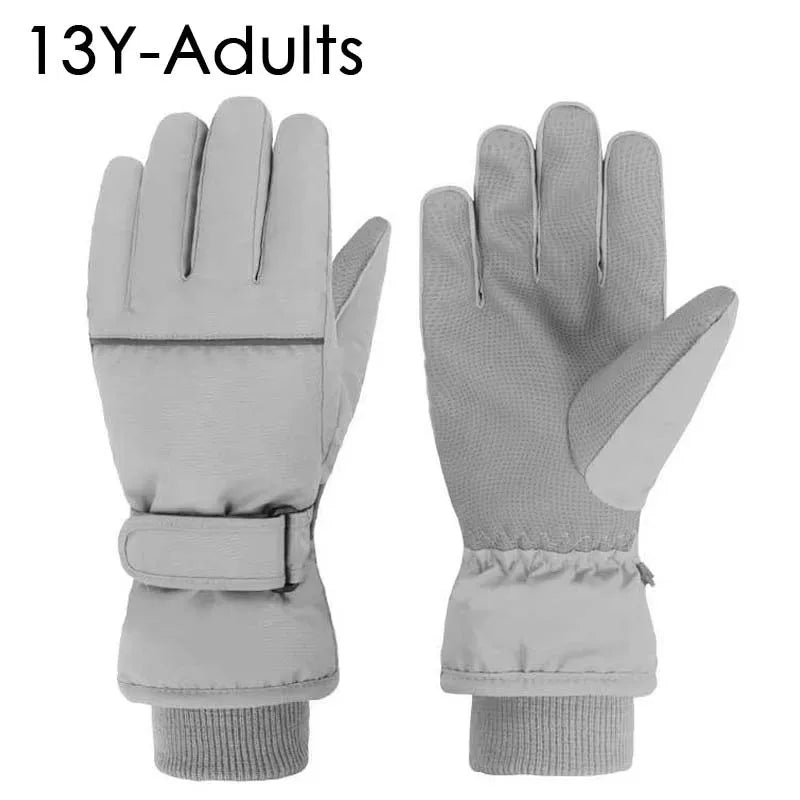 Gants de Ski imperméables pour enfants et adultes, épais, pour Snowboard, doublure polaire d'extérieur, gants d'hiver pour la famille, pour garçons et filles