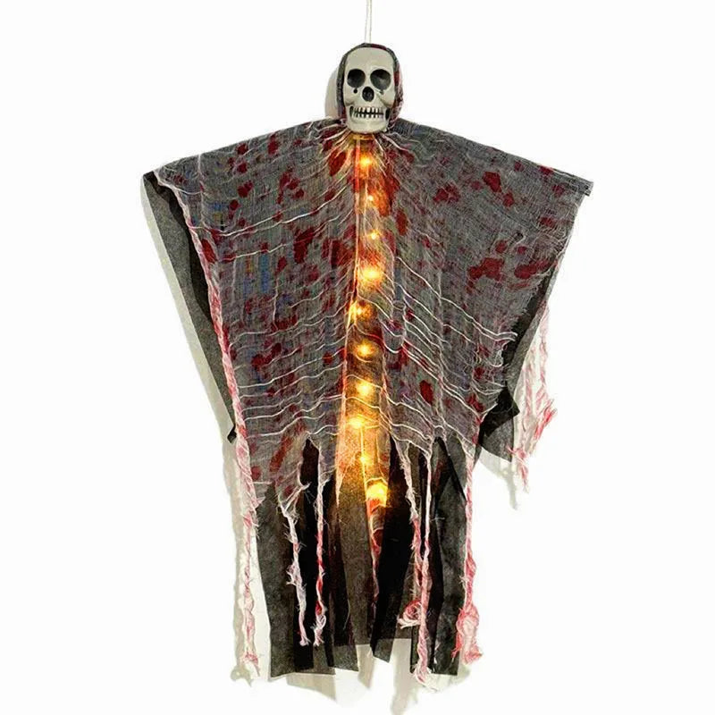 Fantômes de crâne d'halloween suspendus, décoration de maison hantée d'horreur, accessoires lumineux pour intérieur et extérieur, accessoire de scène de fête de pâques