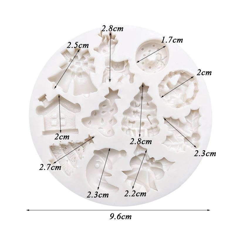 Moule en Silicone en forme de cloche, ornement de noël, arbre, renne, Jingle, gâteau Fondant, chocolat, pâtisserie, outils de décoration