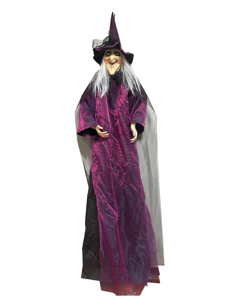 Sorcière lumineuse activée par le son d'halloween, fantôme suspendu, accessoires effrayants pour maison hantée, Bar, salle secrète, cour extérieure, fête dans le jardin