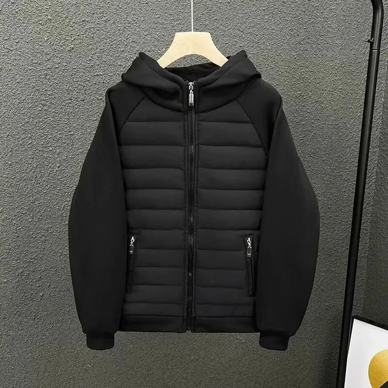 Veste d'hiver à capuche pour hommes, rembourrée en coton, décontractée, légère, bord couvert, veste de Couple, Parkas de Style ample