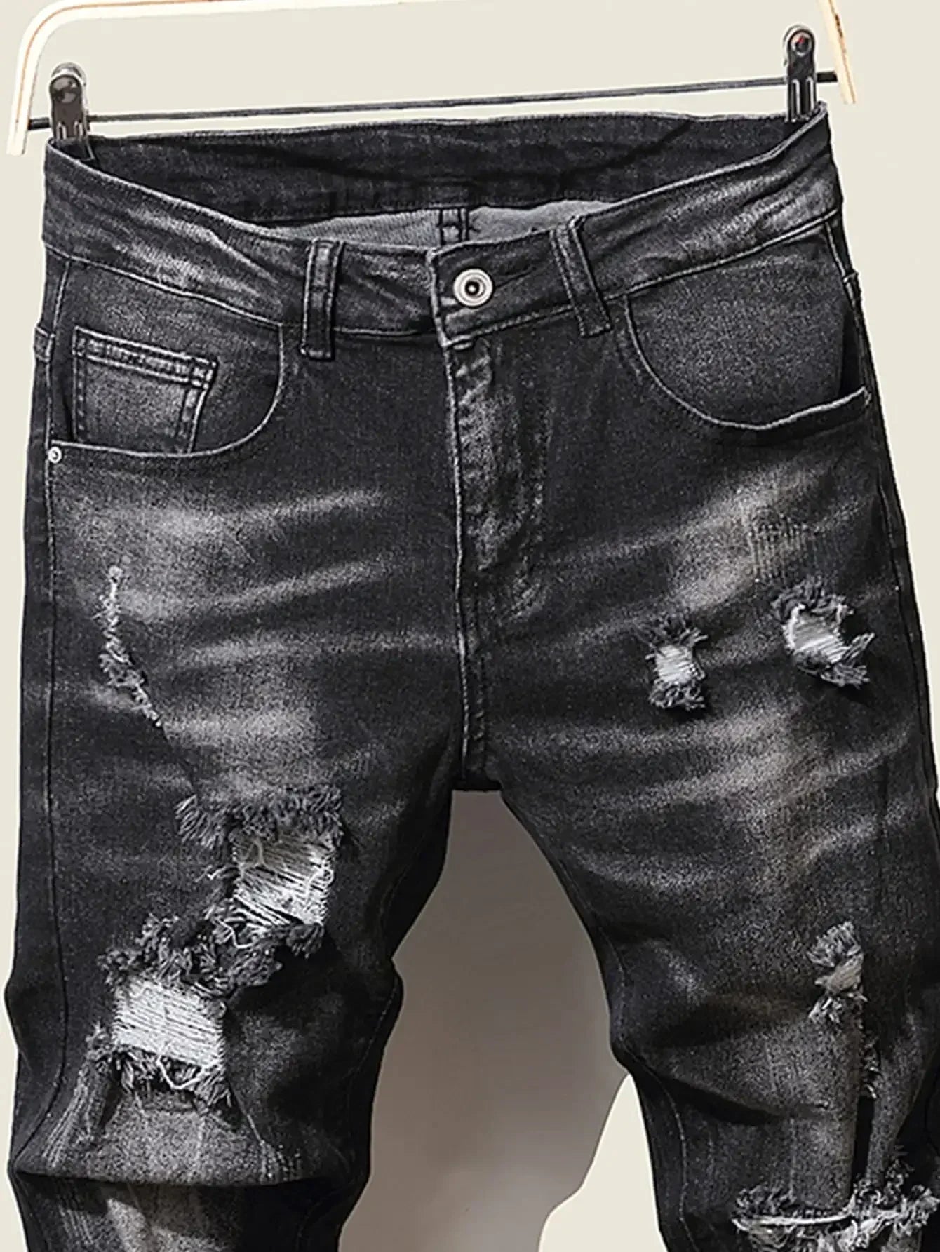 Mode hommes jean pantalon Stretch bleu jean moulant pour hommes décontracté coupe ajustée Denim pantalon Style coréen homme pantalon jean