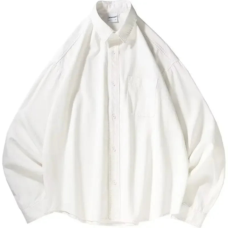Ensemble 3 pièces rétro pour hommes et femmes, veste ample en cuir Pu coréen, jean droit, chemises blanches à manches longues, ensembles de costumes décontractés de rue