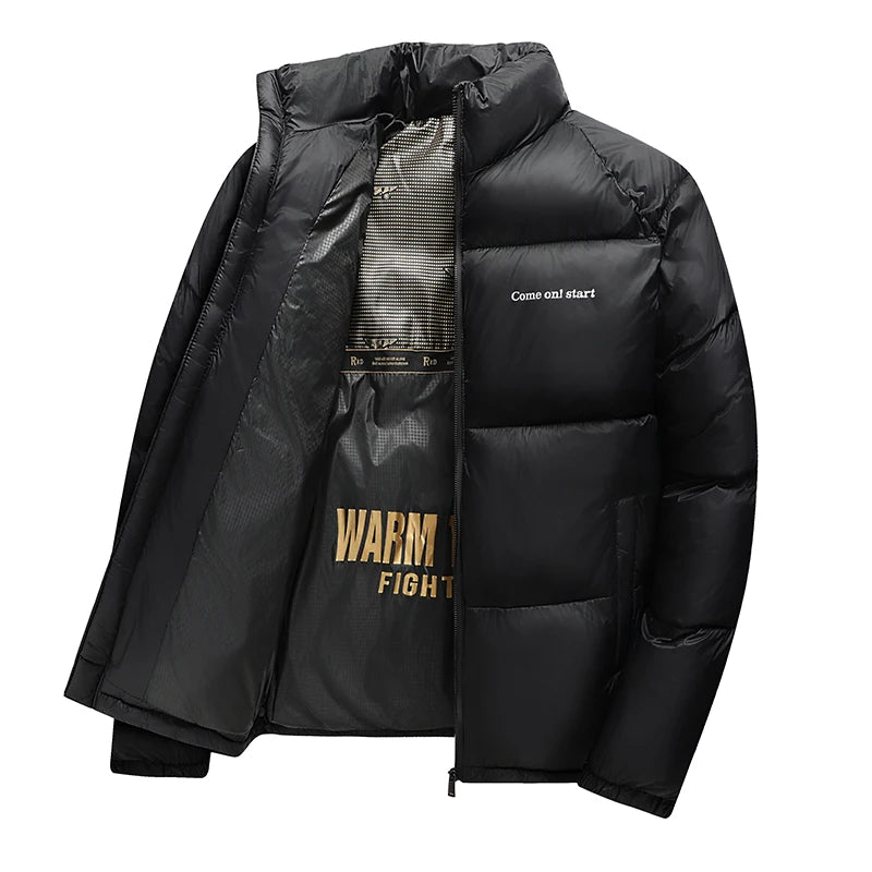 2025 nouvelle veste d'hiver hommes épaissir Parka décontractée coupe ajustée vêtements d'extérieur imperméable chaud couleur unie vêtements d'extérieur col montant manteau