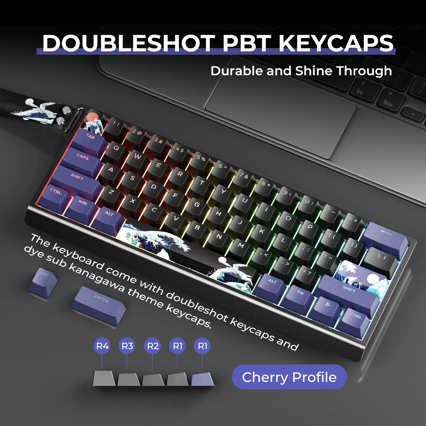 XVX H61 clavier mécanique filaire en aluminium 60% avec capuchons de touches Kanagawa clavier de joueur rvb remplaçable à chaud