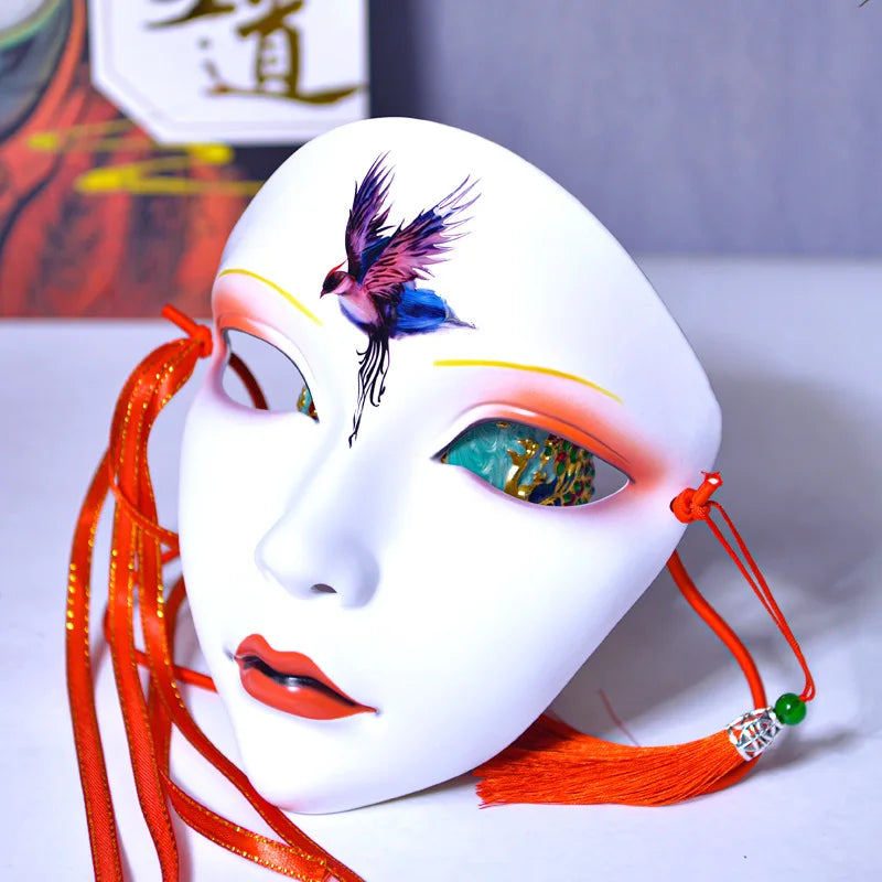 Masque de fête d'Halloween pour adultes, visage complet, style chinois, peint à la main, décoration, accessoires, mascara, anime, Tim, Hanfu