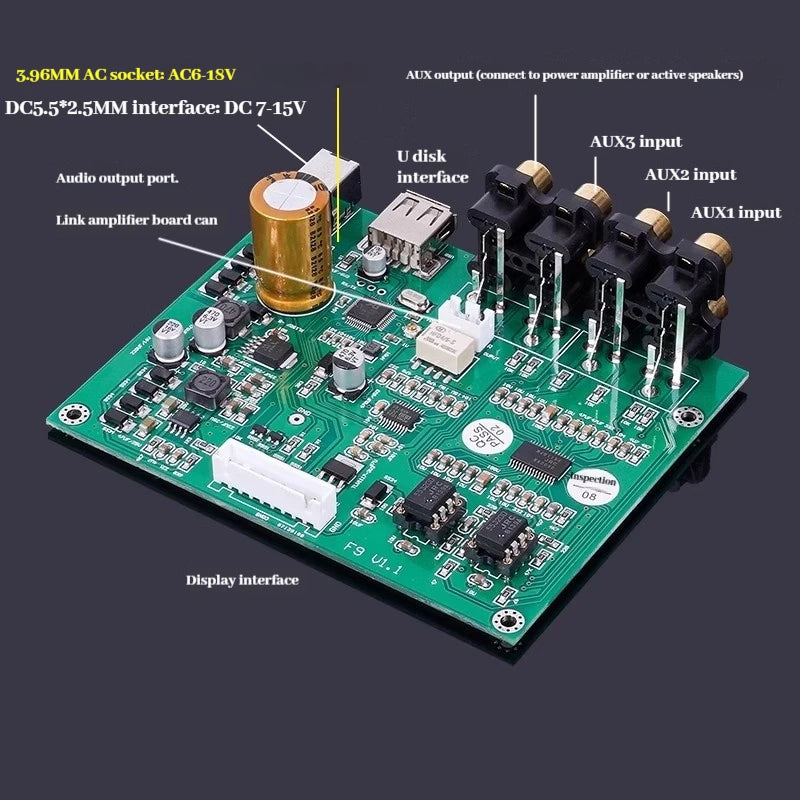 Préamplificateur F9 HIFI nouvelle génération avec lecteur USB Bluetooth 5.3, décodage indépendant, écran pointeur couleur vraie
