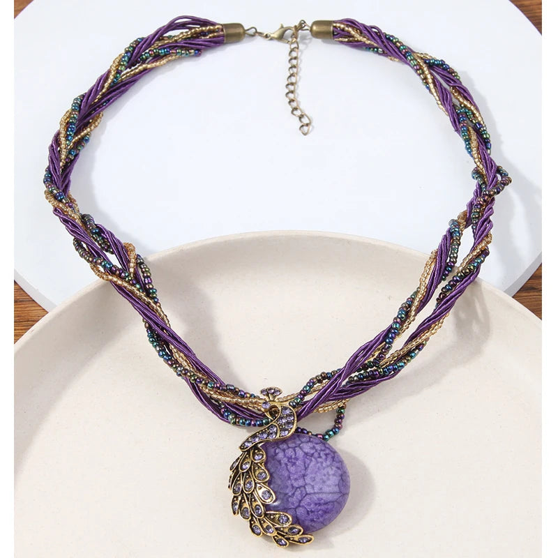 Collier ras du cou ethnique bohémien pour femmes, fait à la main, perles multicouches, bijoux de décoration en cristal