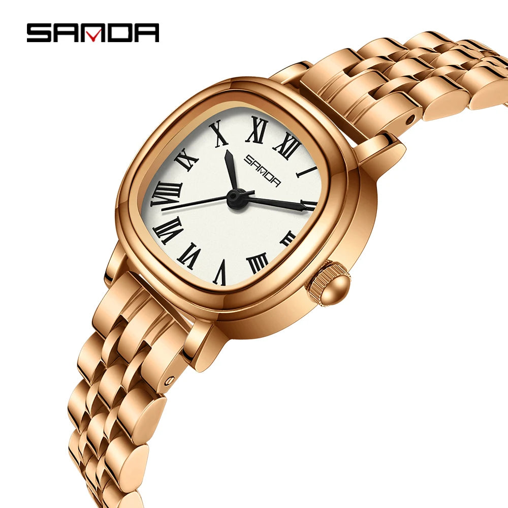 SANDA 1137 mode femmes Quartz élégant or Rose Simple romain bracelet en acier inoxydable