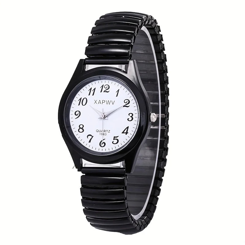 Bande élastique élastique Quartz Couple mode paire montre d'âge moyen et personnes âgées grand cadran pointeur Surface numérique montre pour hommes femmes