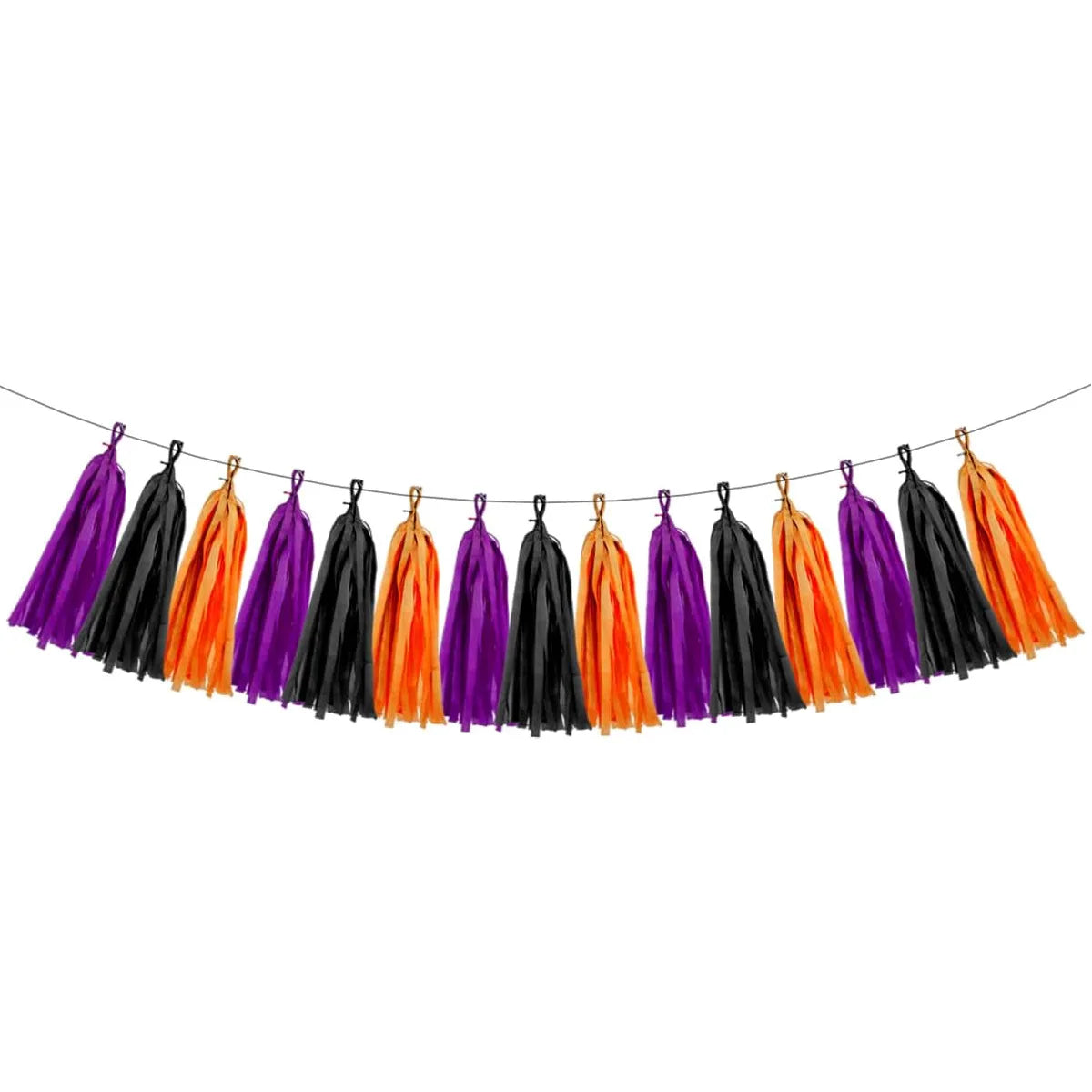 Décorations d'Halloween 15 pompons en papier noir orange violet frange lot de 2 pour salle de fête
