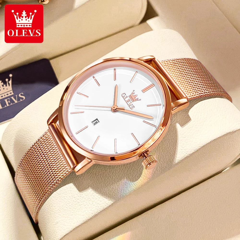 OLEVS 5869 marque de luxe femmes montre exquise maille étanche Ultra mince 6.5mm